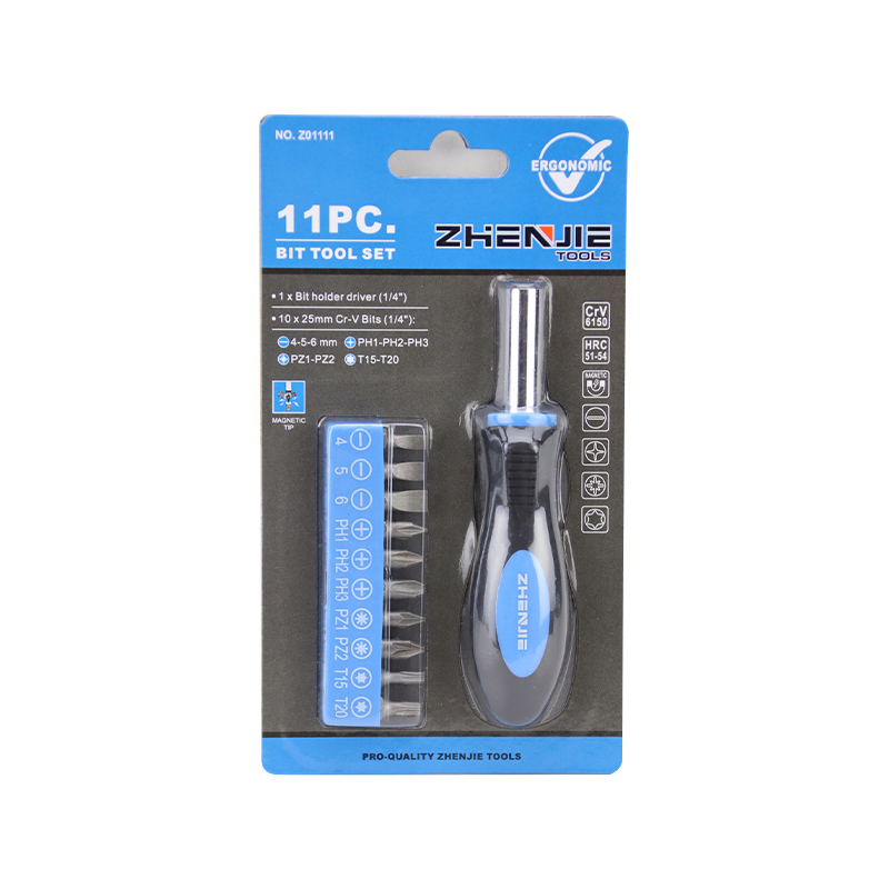 Jeu d'embouts à cliquet Torx Phillips Pozidriv fendus, 11 pièces