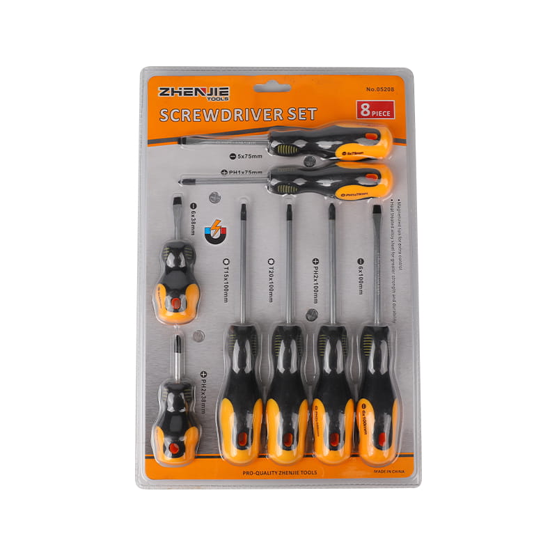 Jeu de 8 tournevis Phillips Torx CRV à fente
