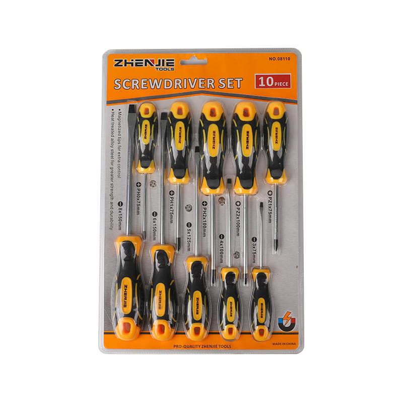 Jeu de tournevis Phillips Pozidriv CRV à fente, 10 pièces