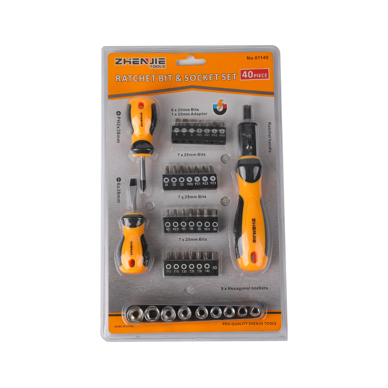 Jeu d'embouts et de douilles à cliquet, emballage Double Blister, 40 pièces