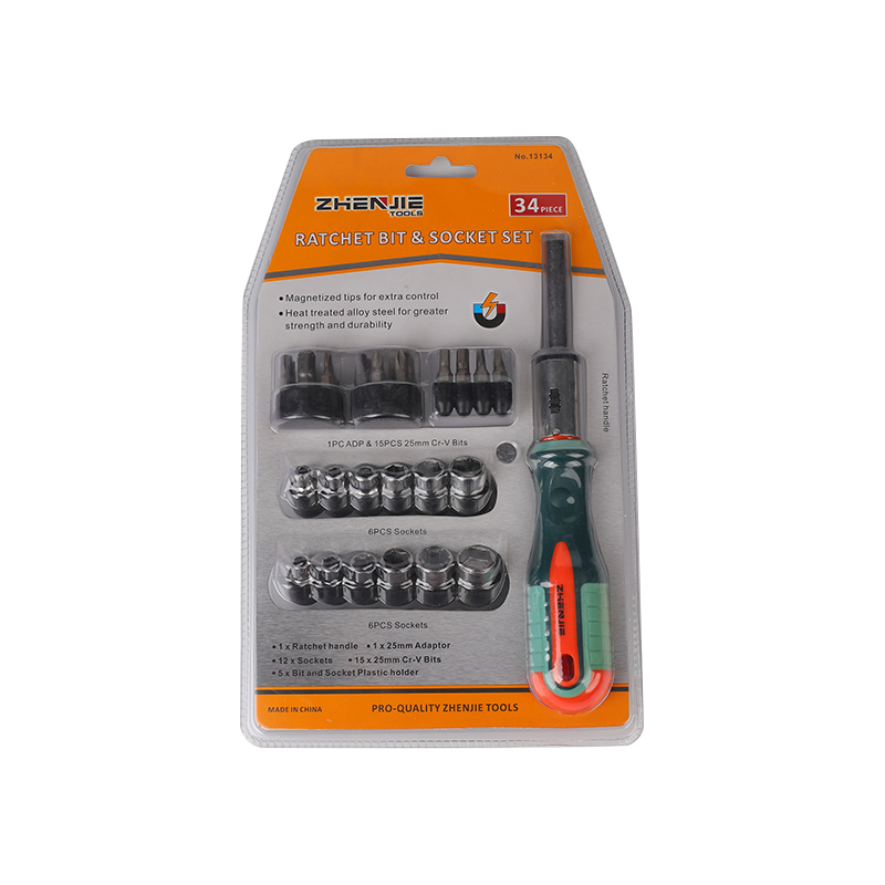 Jeu d'embouts à cliquet carrés Phillips Torx hexagonaux fendus, 34 pièces