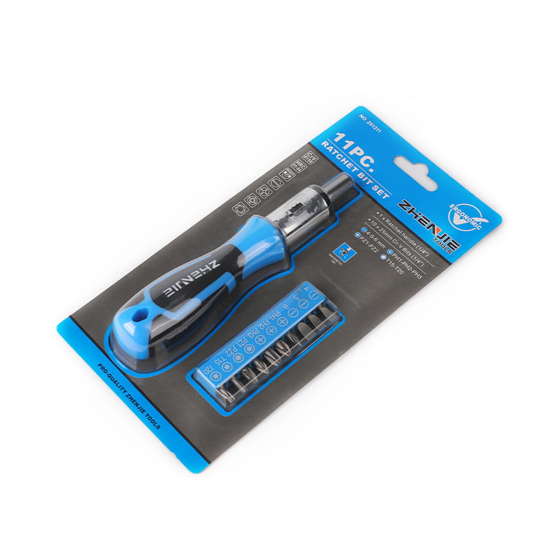 Tournevis porte-embout et jeu d'embouts Torx Phillips Pozidriv fendus 11 pièces