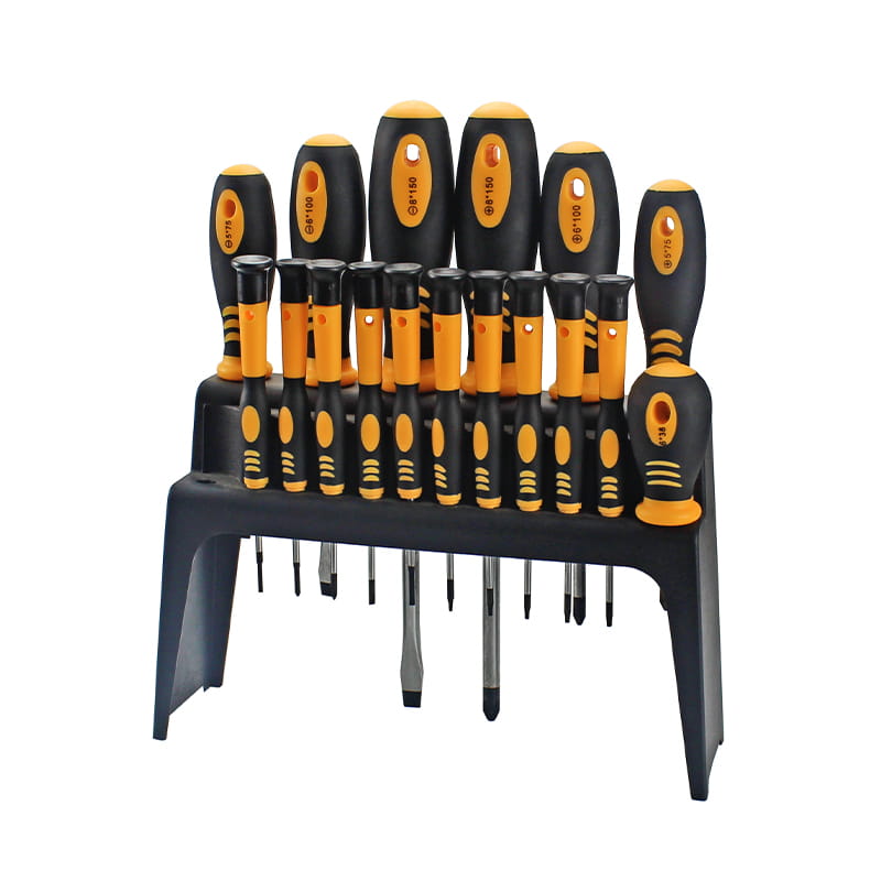 18 pièces étagère en plastique et emballage double blister jeu de tournevis CRV