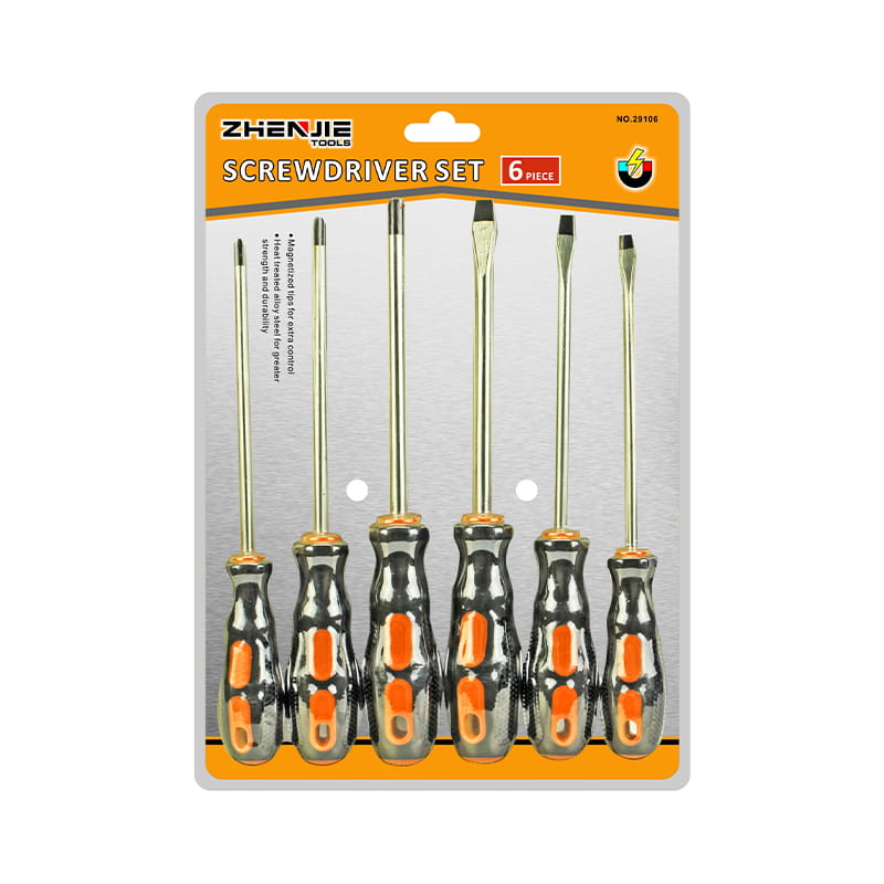 Jeu de 6 tournevis CRV à lame trempée et trempée
